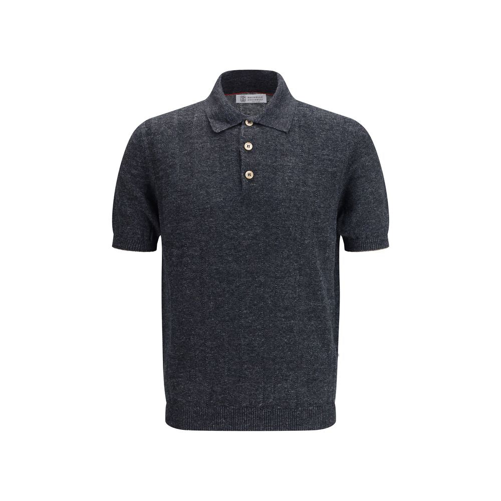 Brunello Cucinelli Gray Cotton Polo Shirt | Regal Royce