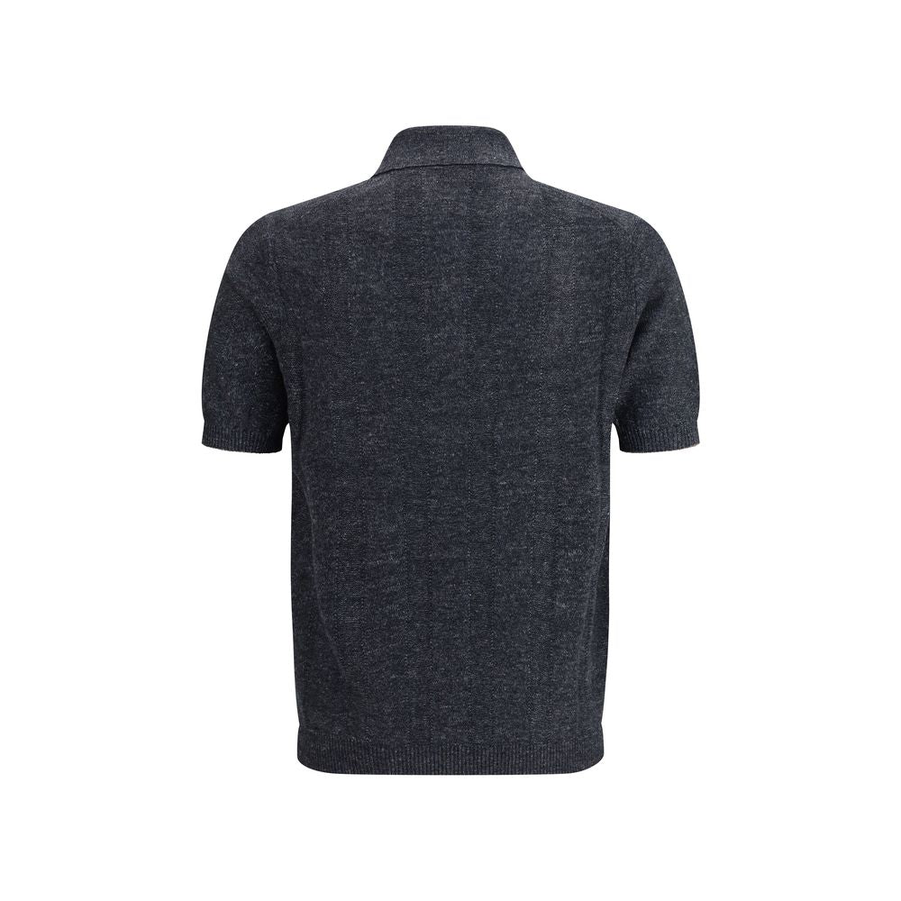 Brunello Cucinelli Gray Cotton Polo Shirt | Regal Royce