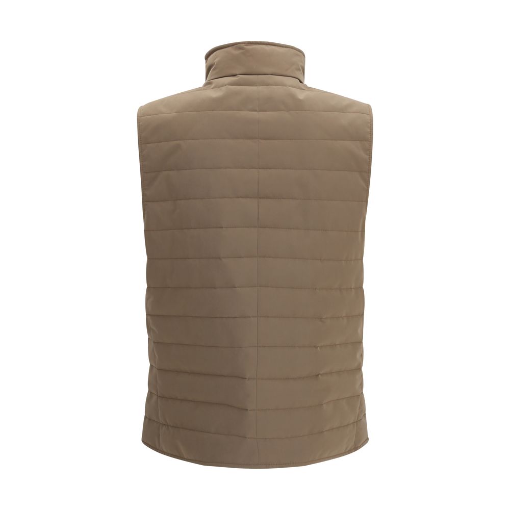 Brunello Cucinelli Beige Polyester Sleeveless Jacket | Regal Royce