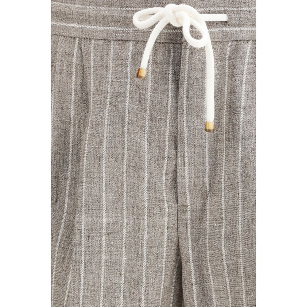 Brunello Cucinelli Beige Linen Casual Pants | Regal Royce