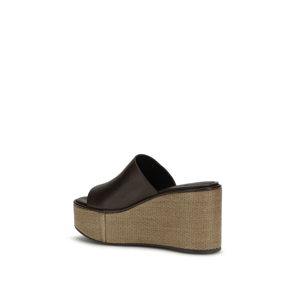Brunello Cucinelli Brown Calf Leather Bos Taurus Platform Sandals | Regal Royce