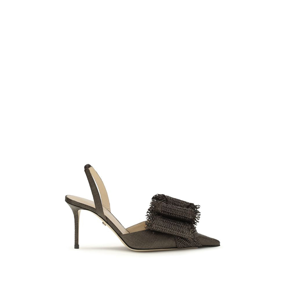 MACH & MACH Brown Raffia Platform Pumps | Regal Royce