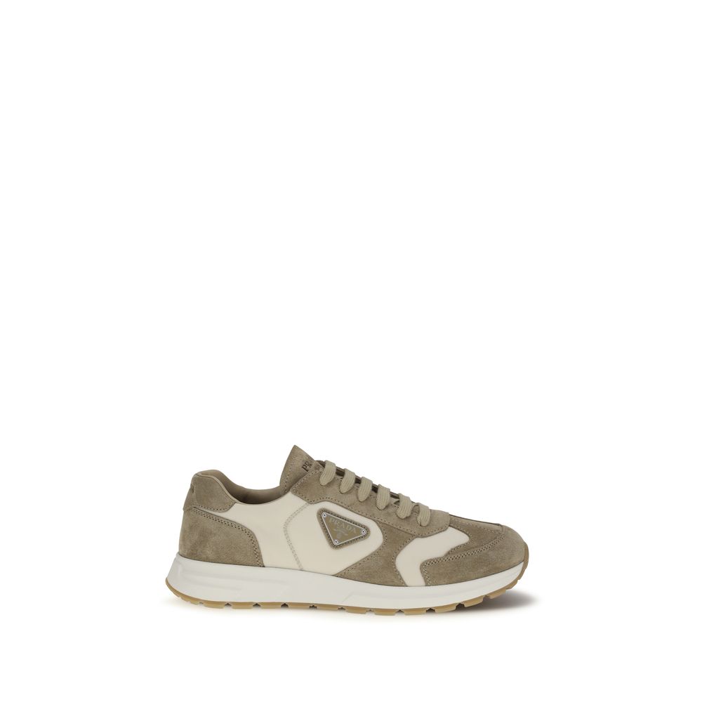 Prada Beige Calf Leather Bos Taurus Athletic Sneakers | Regal Royce
