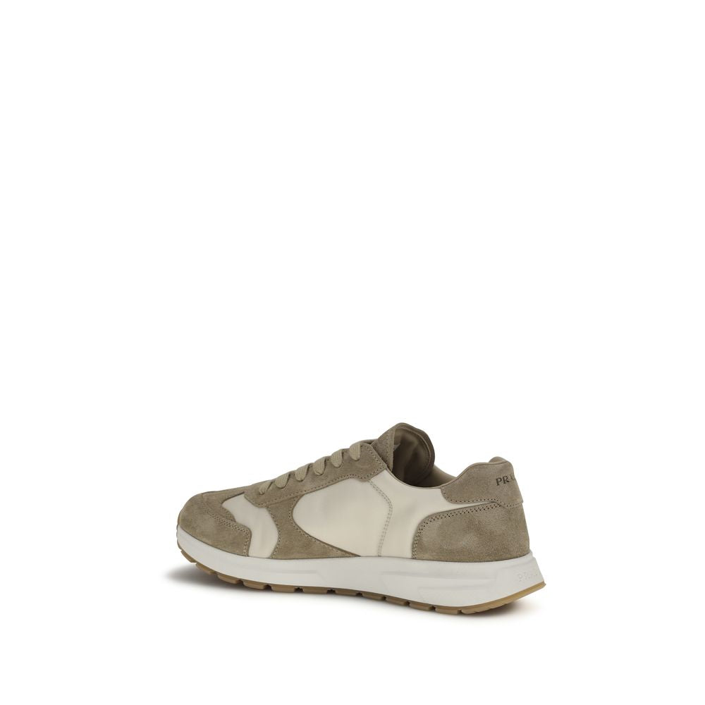 Prada Beige Calf Leather Bos Taurus Athletic Sneakers | Regal Royce