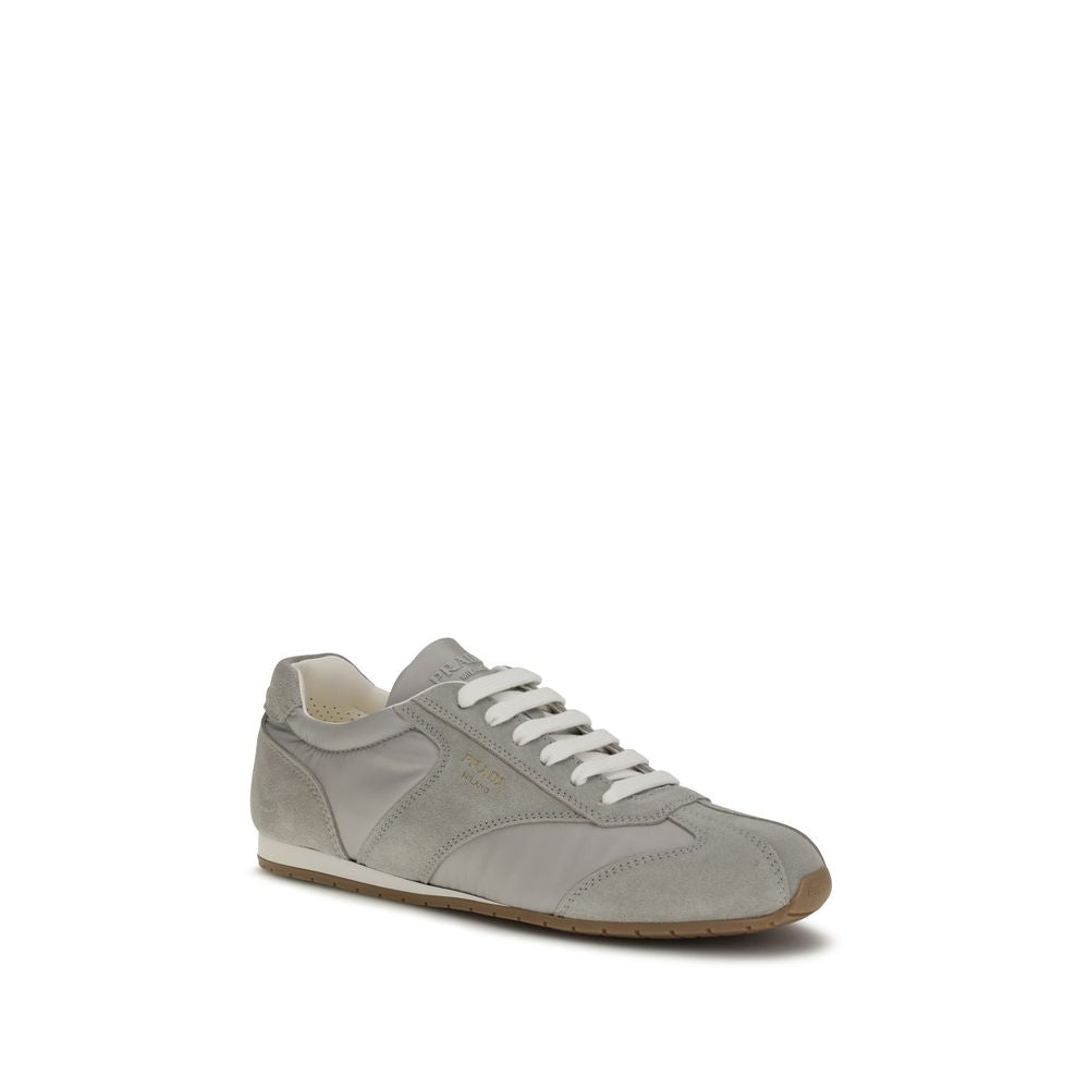 Prada Gray Calf Leather Bos Taurus Low Top Sneakers | Regal Royce