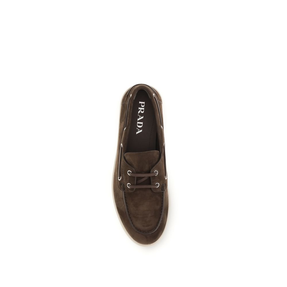 Prada Brown Calf Leather Bos Taurus Slip-On Loafers | Regal Royce