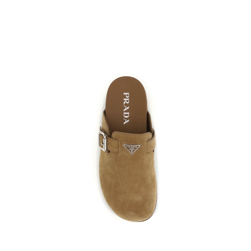 Prada Beige Calf Leather Bos Taurus Mules | Regal Royce
