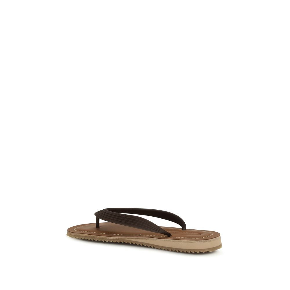 Miu Miu Brown Calf Leather Bos Taurus Flip-Flop Sandals | Regal Royce