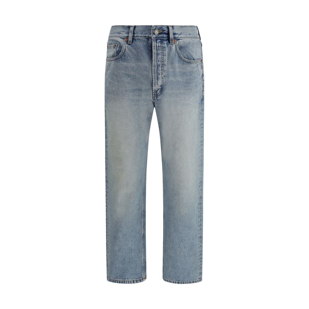 Saint Laurent Blue Cotton Straight-Leg Jeans | Regal Royce