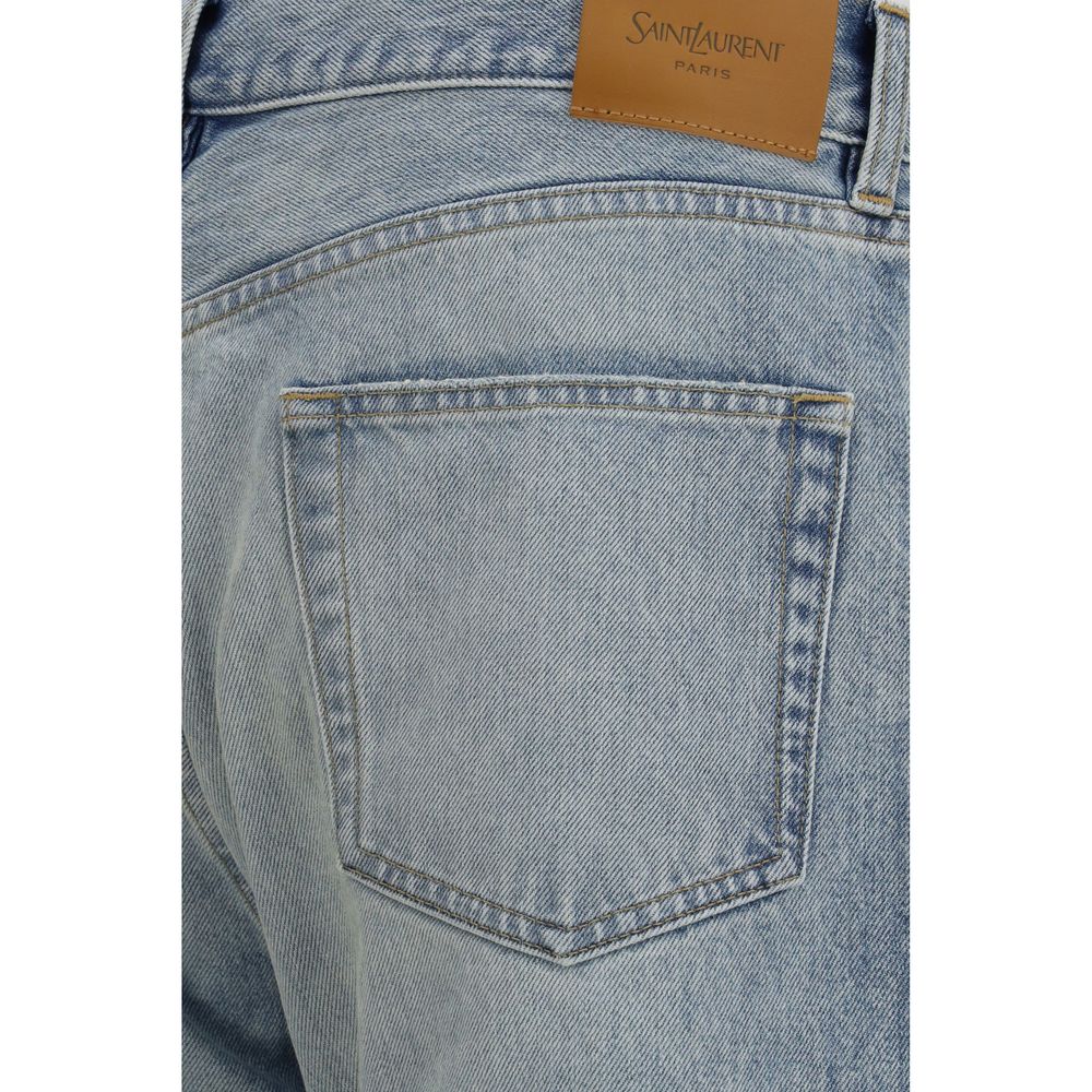Saint Laurent Blue Cotton Straight-Leg Jeans | Regal Royce
