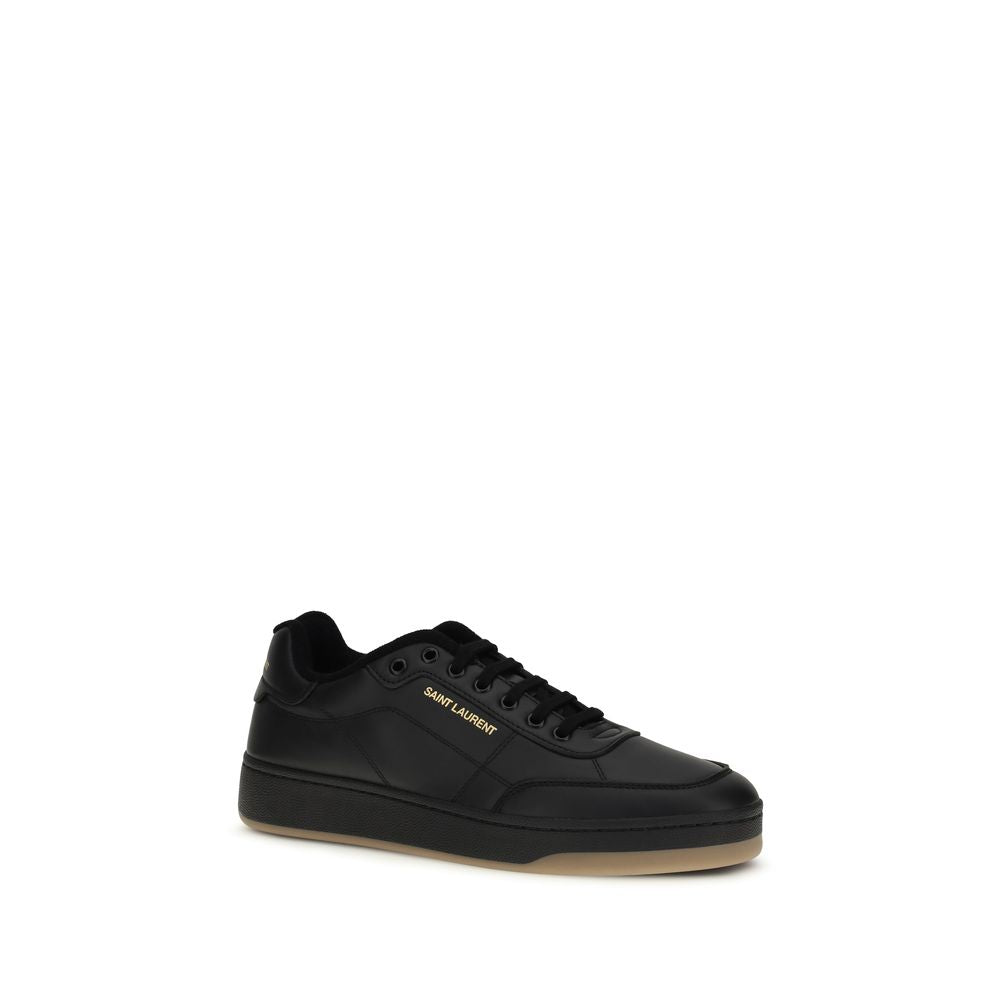Saint Laurent Black Calf Leather Bos Taurus Low Top Sneakers | Regal Royce