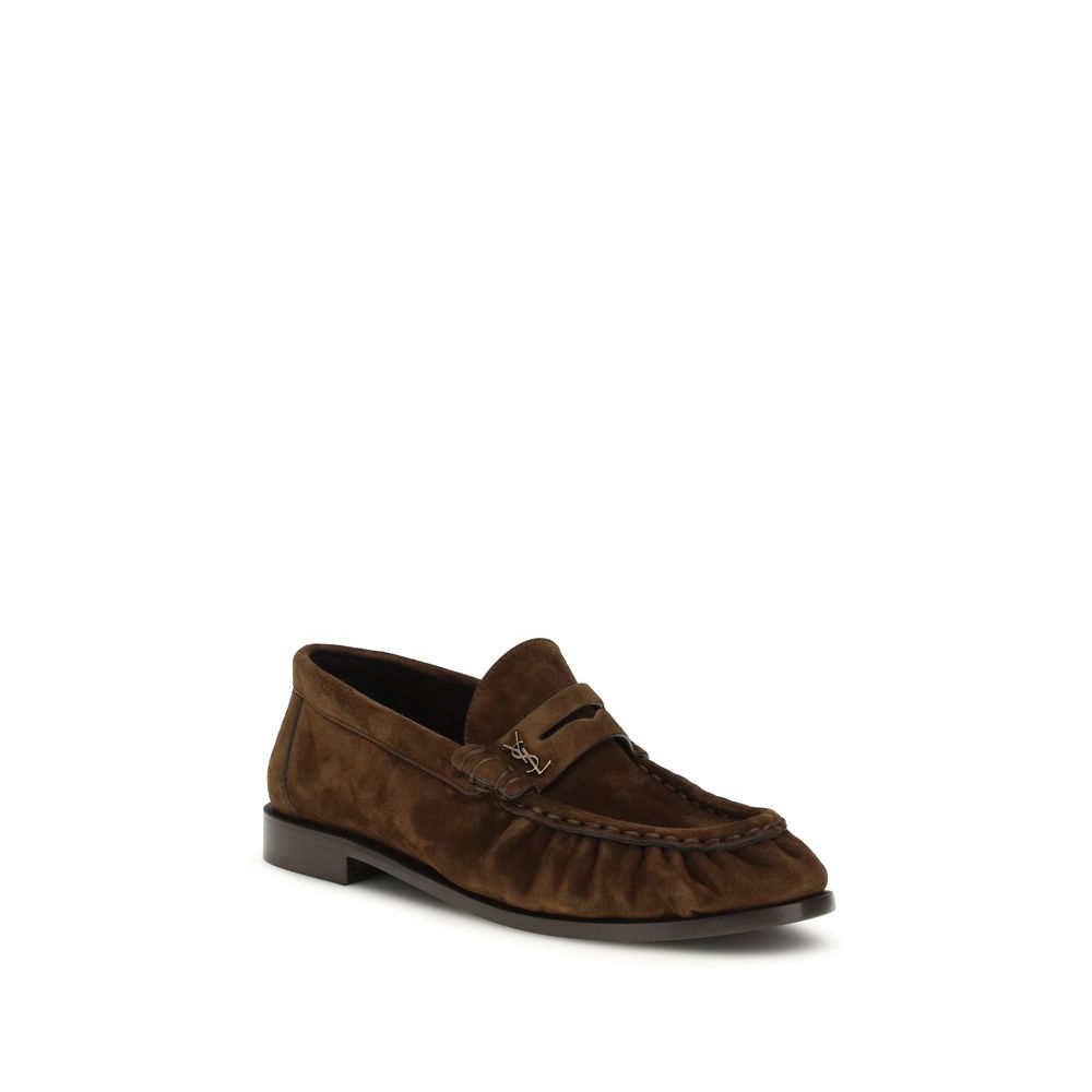 Saint Laurent Brown Calf Leather Bos Taurus Slip-On Loafers | Regal Royce