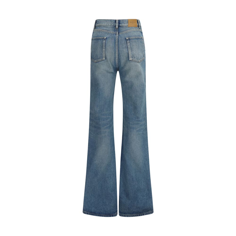Saint Laurent Blue Cotton Flared Jeans | Regal Royce