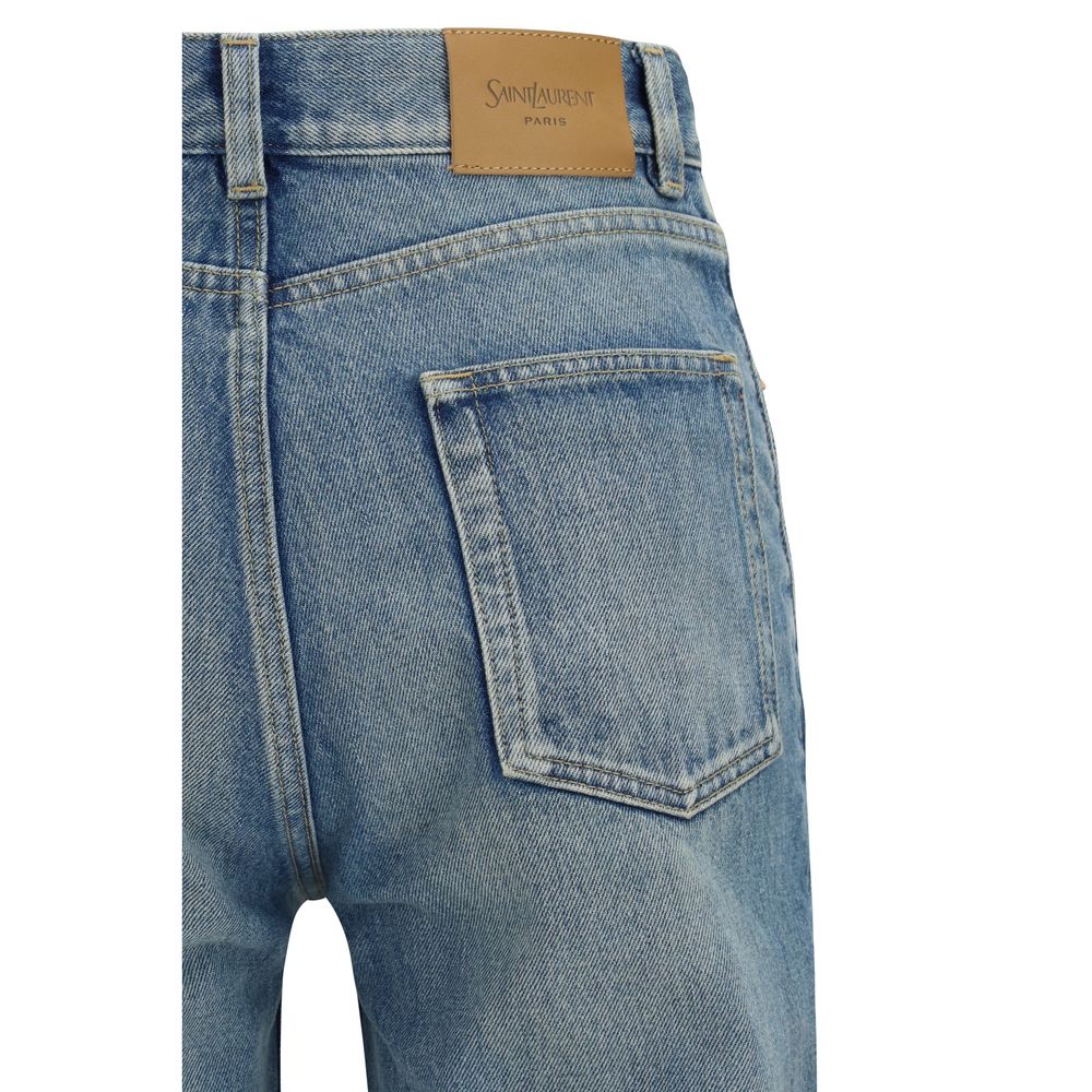Saint Laurent Blue Cotton Flared Jeans | Regal Royce