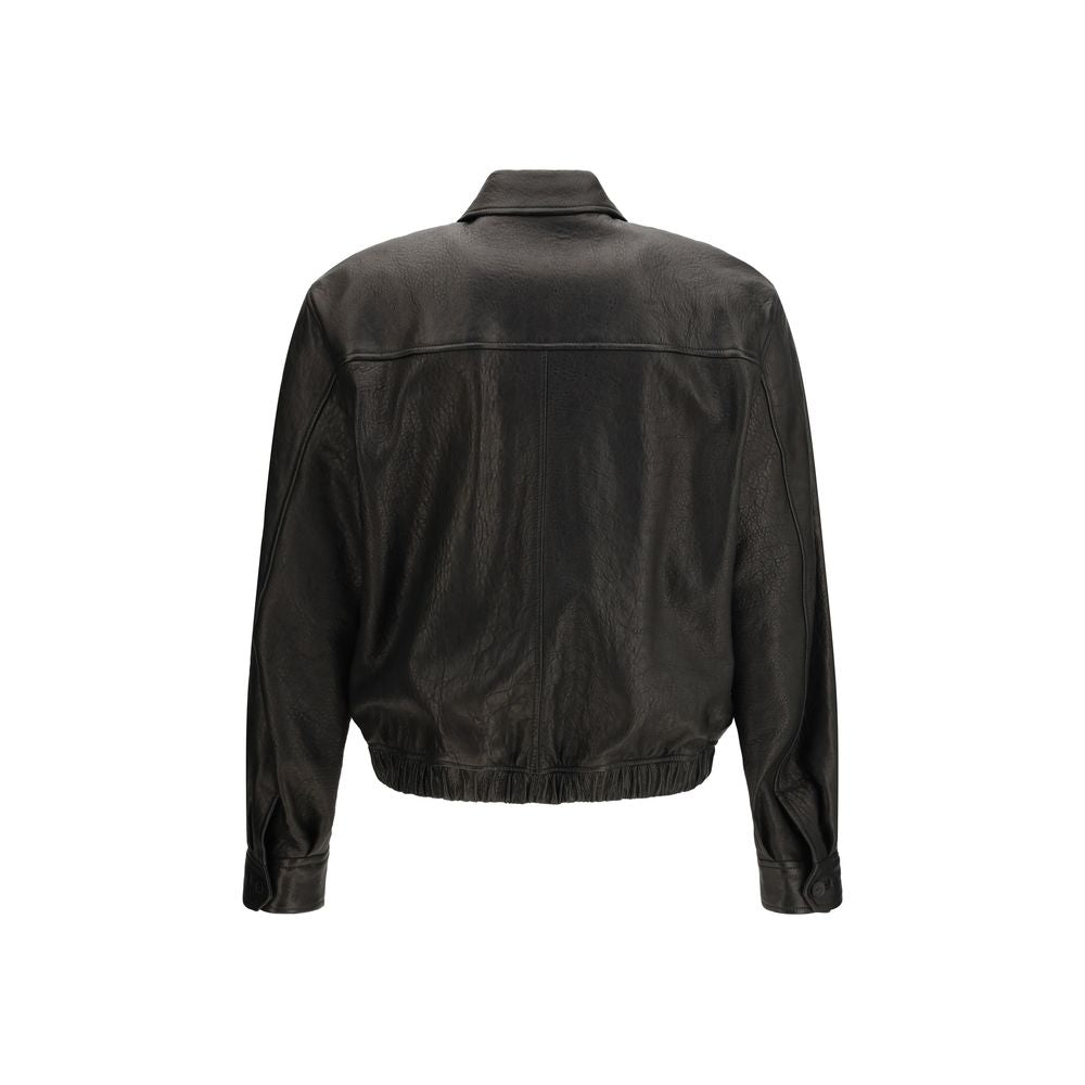 Saint Laurent Black Lamb Ovis Aries Aries Leather Jacket | Regal Royce