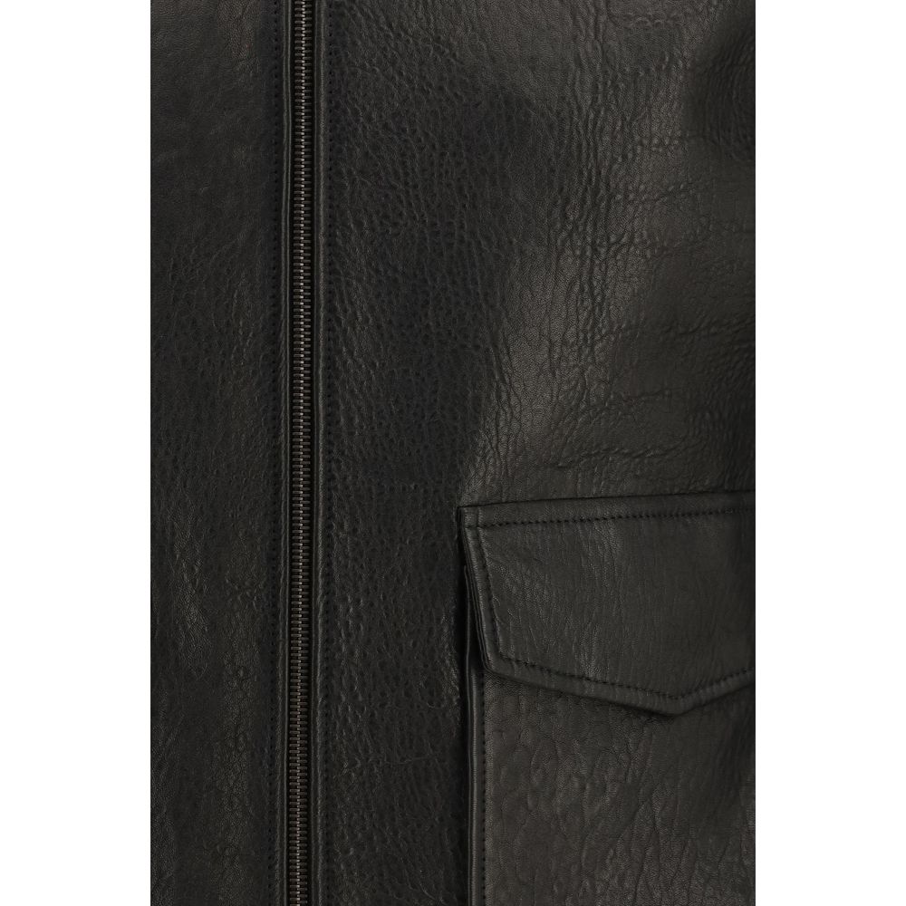 Saint Laurent Black Lamb Ovis Aries Aries Leather Jacket | Regal Royce