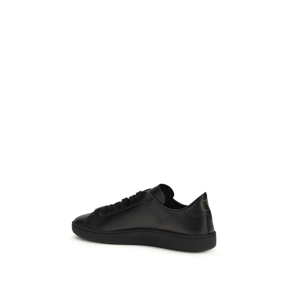 Valentino Garavani Black Calf Leather Bos Taurus Sneakers | Regal Royce