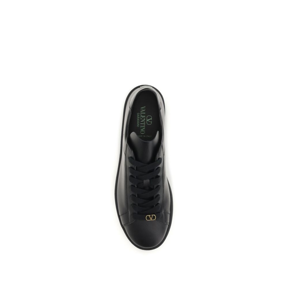 Valentino Garavani Black Calf Leather Bos Taurus Sneakers | Regal Royce