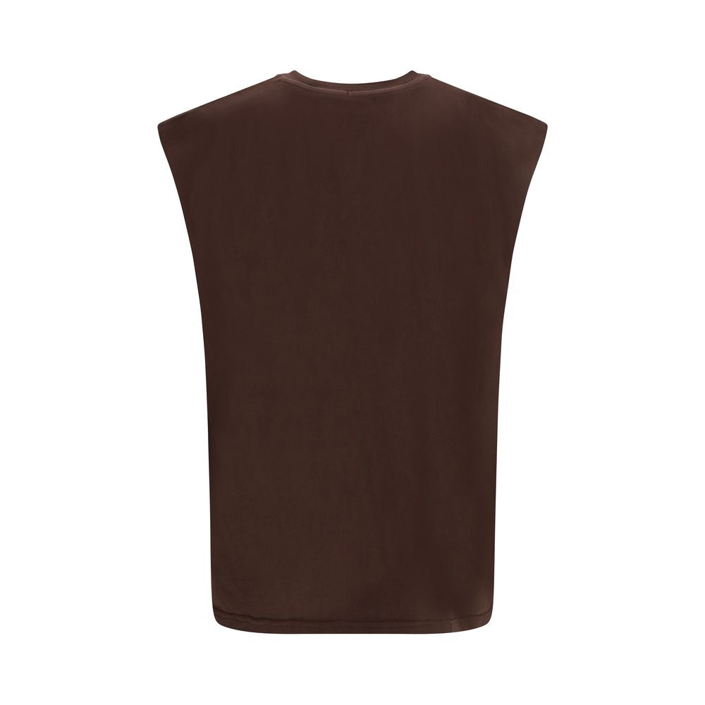 GCDS Brown Cotton Sleeveles T-Shirt | Regal Royce