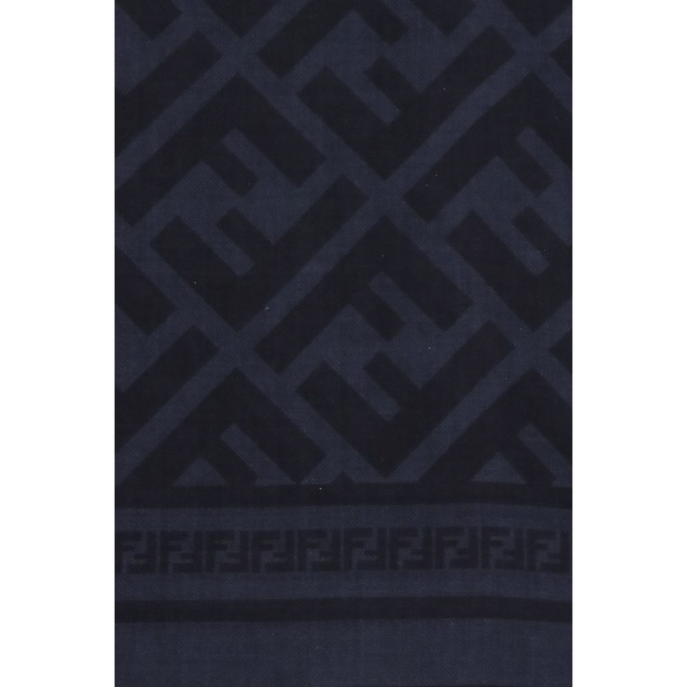 Fendi Blue Wool Oves Aries Scarf | Regal Royce