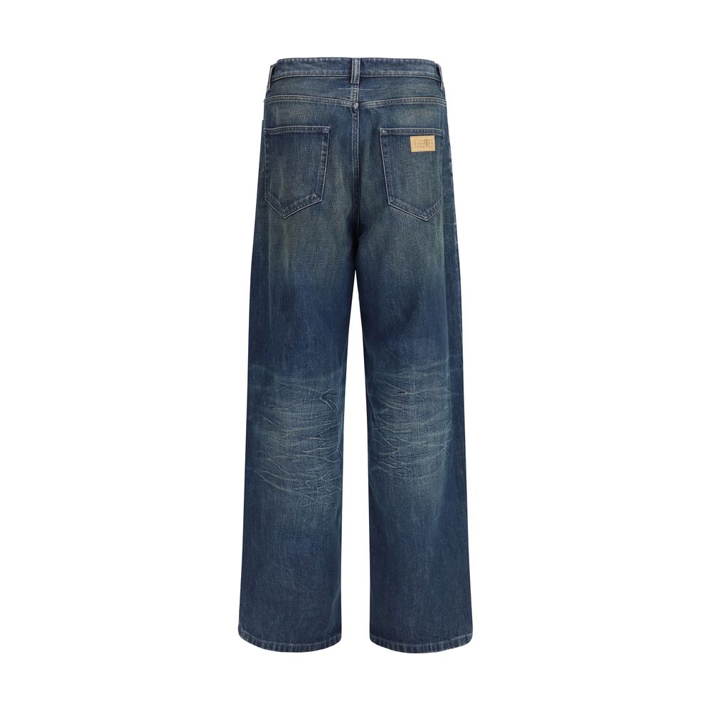 MM6 Blue Cotton Straight-Leg Jeans | Regal Royce