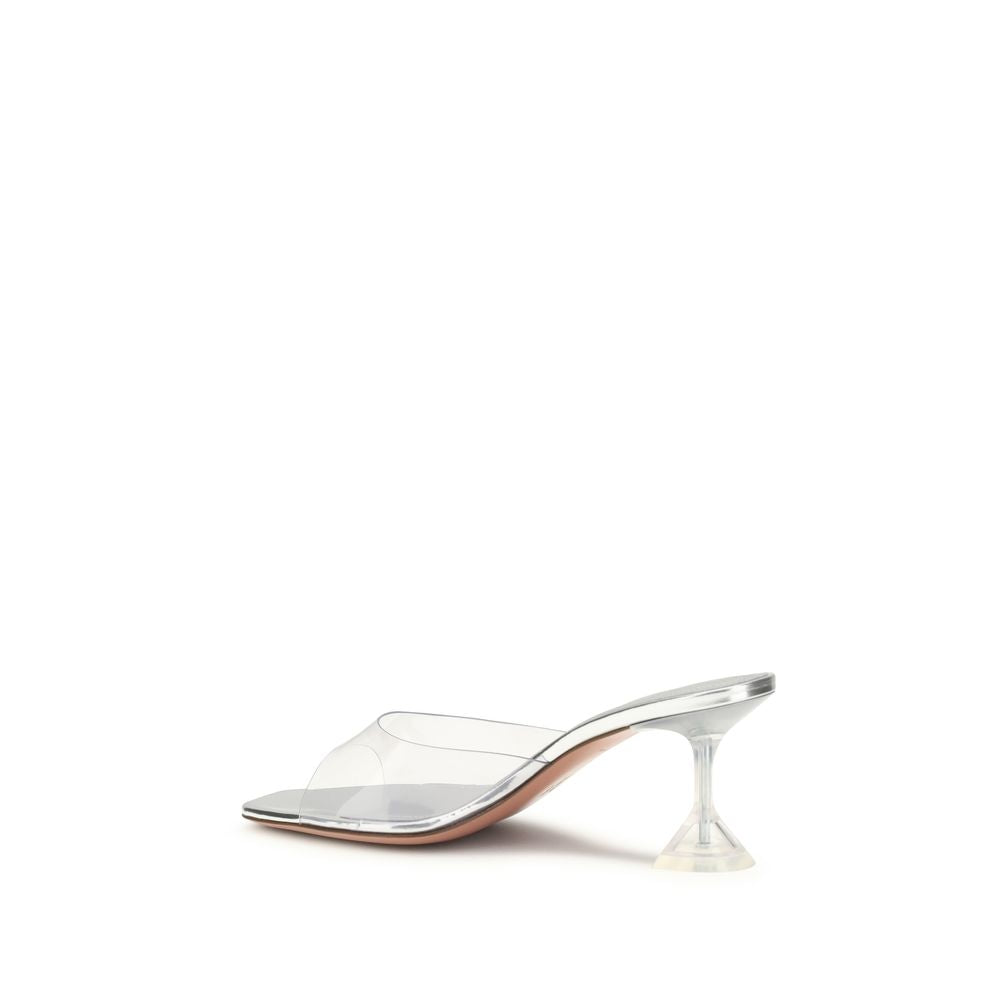 Amina Muaddi Silver Pvc Stiletto Heel Sandals | Regal Royce