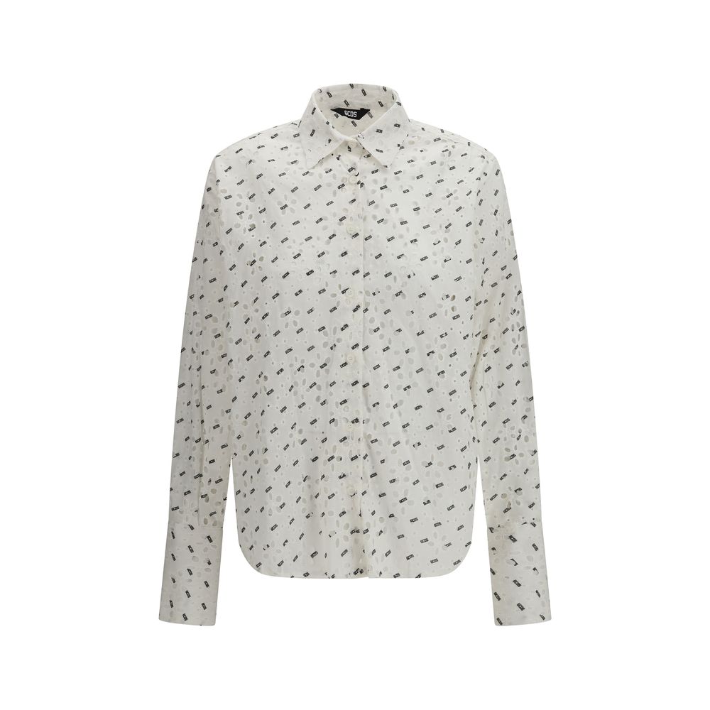 GCDS White Cotton Pattern Shirt | Regal Royce