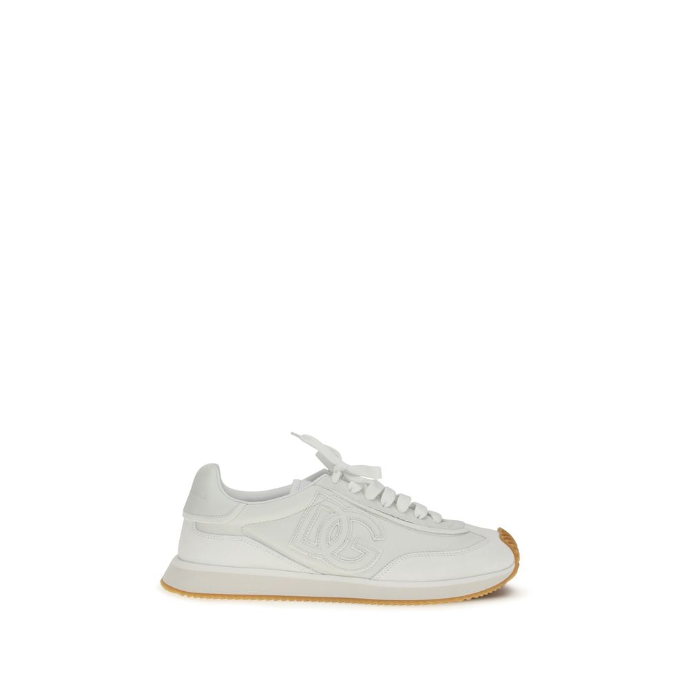 Dolce & Gabbana White Calf Leather Bos Taurus Athletic Sneakers | Regal Royce