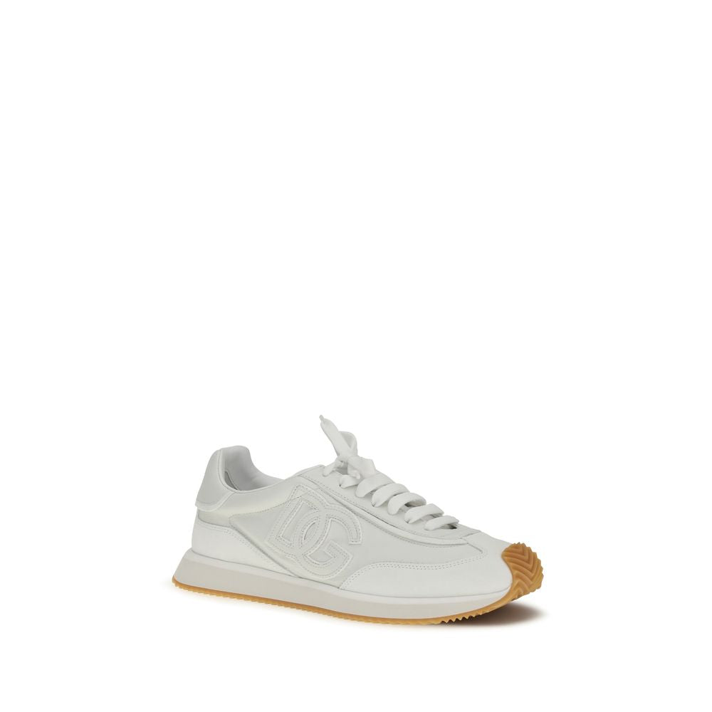 Dolce & Gabbana White Calf Leather Bos Taurus Athletic Sneakers | Regal Royce