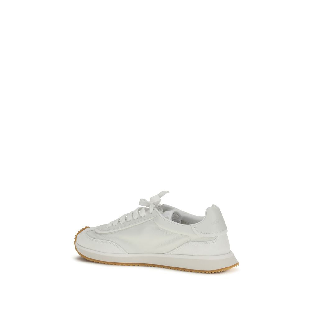 Dolce & Gabbana White Calf Leather Bos Taurus Athletic Sneakers | Regal Royce