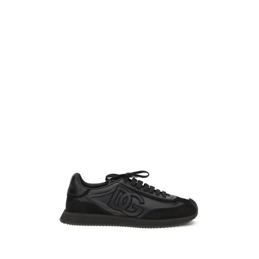 Dolce & Gabbana Black Calf Leather Bos Taurus Athletic Sneakers | Regal Royce