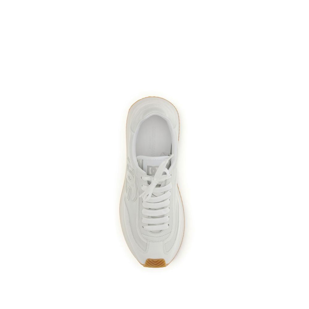 Dolce & Gabbana White Calf Leather Bos Taurus Athletic Sneakers | Regal Royce