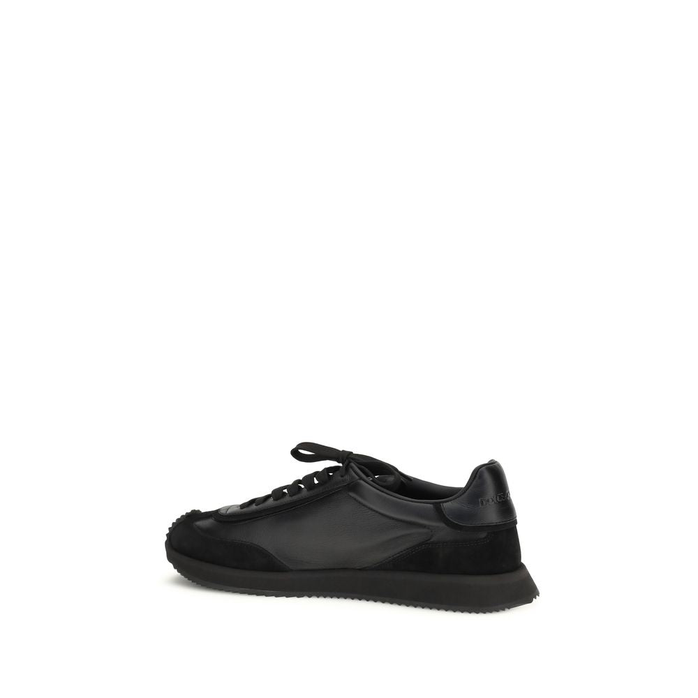 Dolce & Gabbana Black Calf Leather Bos Taurus Athletic Sneakers | Regal Royce