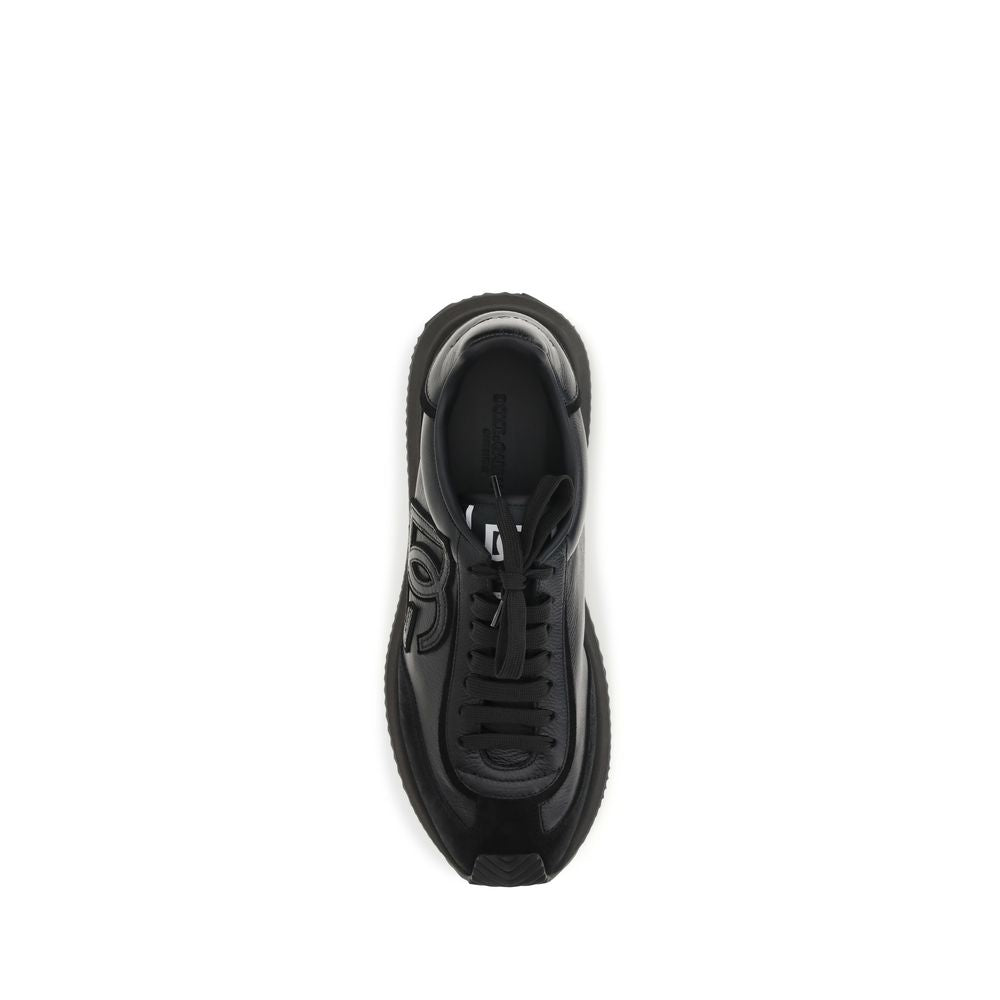 Dolce & Gabbana Black Calf Leather Bos Taurus Athletic Sneakers | Regal Royce