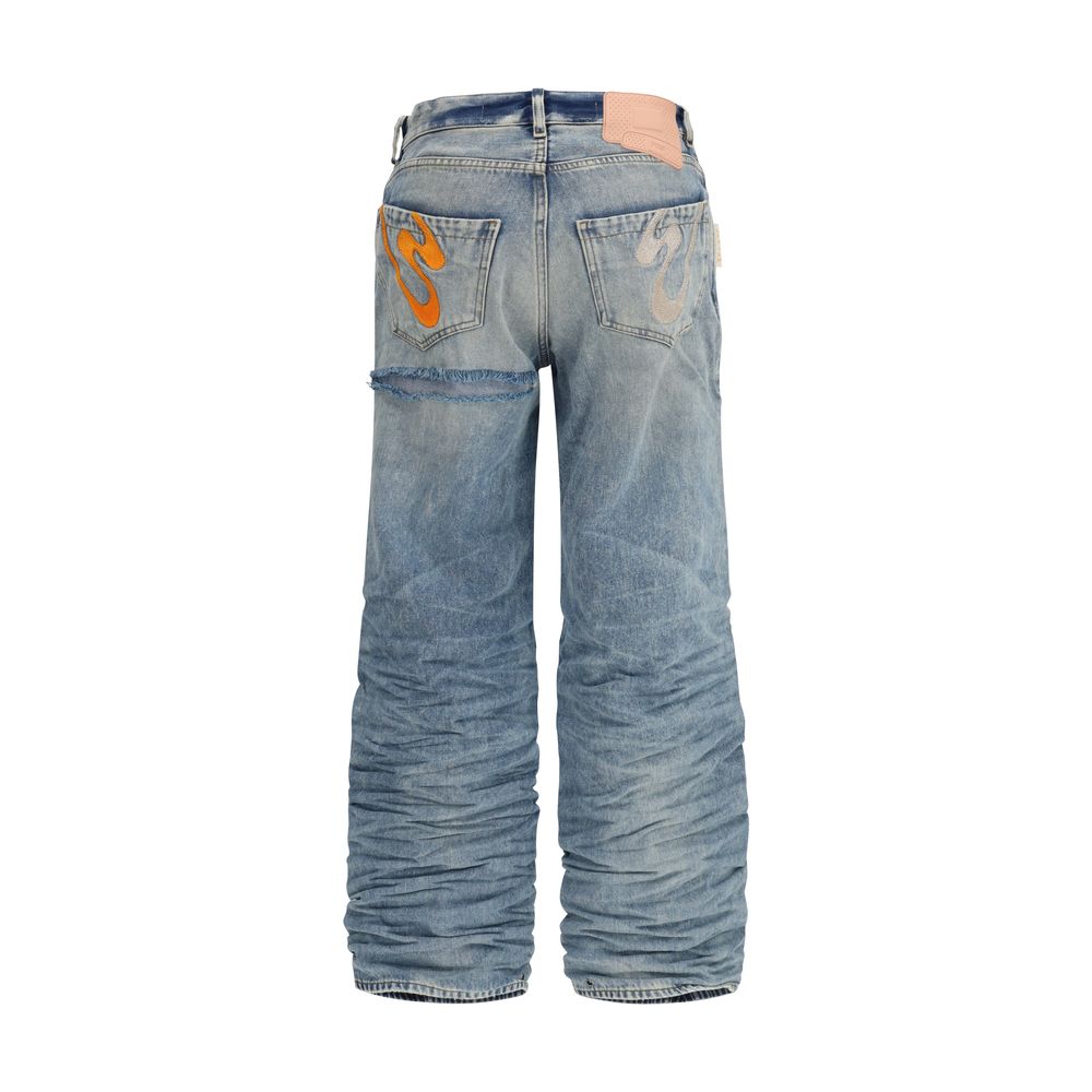 PDF Channel Blue Viscose Relaxed Fit Jeans | Regal Royce