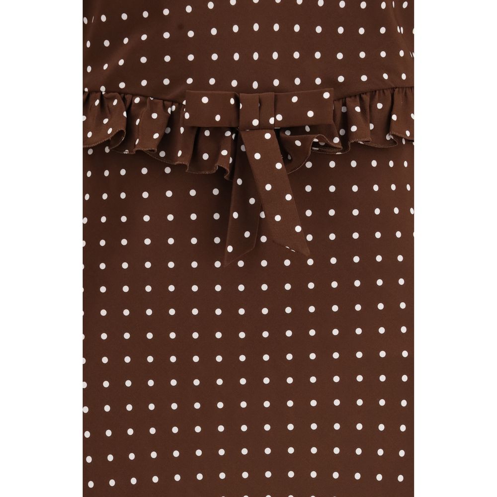 Alessandra Rich Brown Silk Casual Dress | Regal Royce