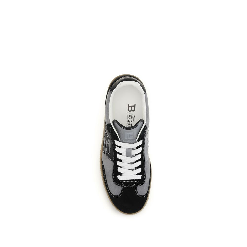 Balmain Gray Calf Leather Bos Taurus Low Top Sneakers | Regal Royce