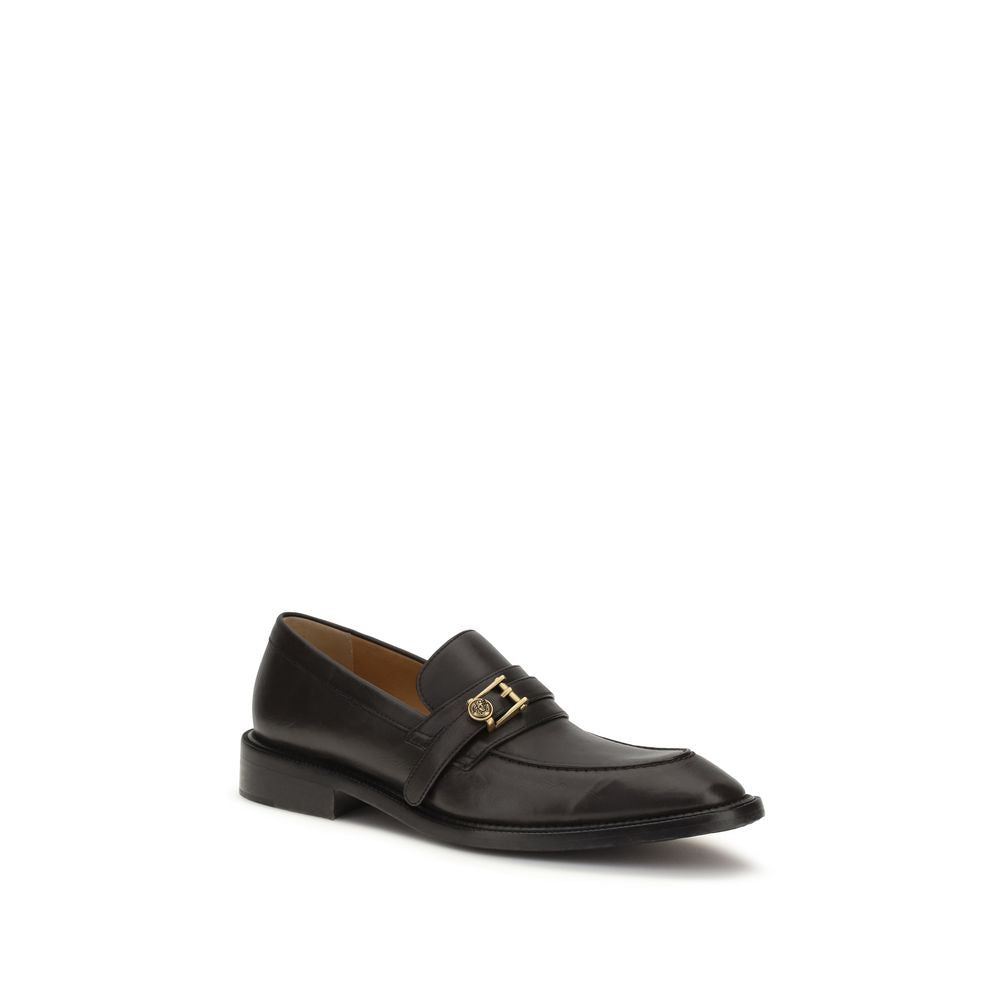 Versace Black Calf Leather Bos Taurus Slip-On Loafers | Regal Royce