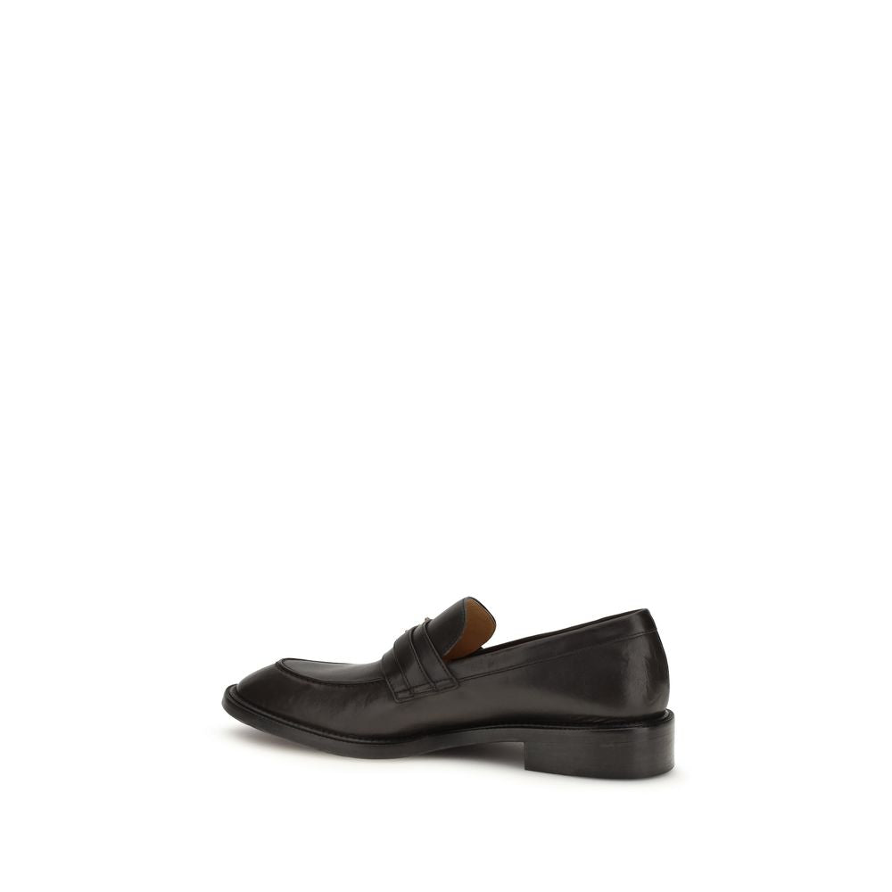 Versace Black Calf Leather Bos Taurus Slip-On Loafers | Regal Royce