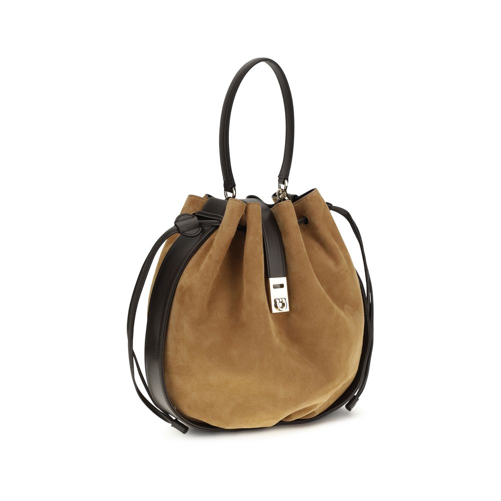 Ferragamo Brown Calf Leather Bos Taurus Backet Bag | Regal Royce