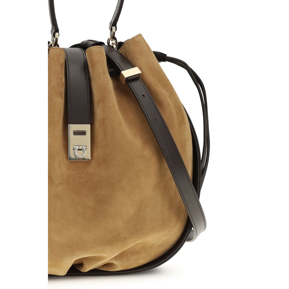 Ferragamo Brown Calf Leather Bos Taurus Backet Bag | Regal Royce