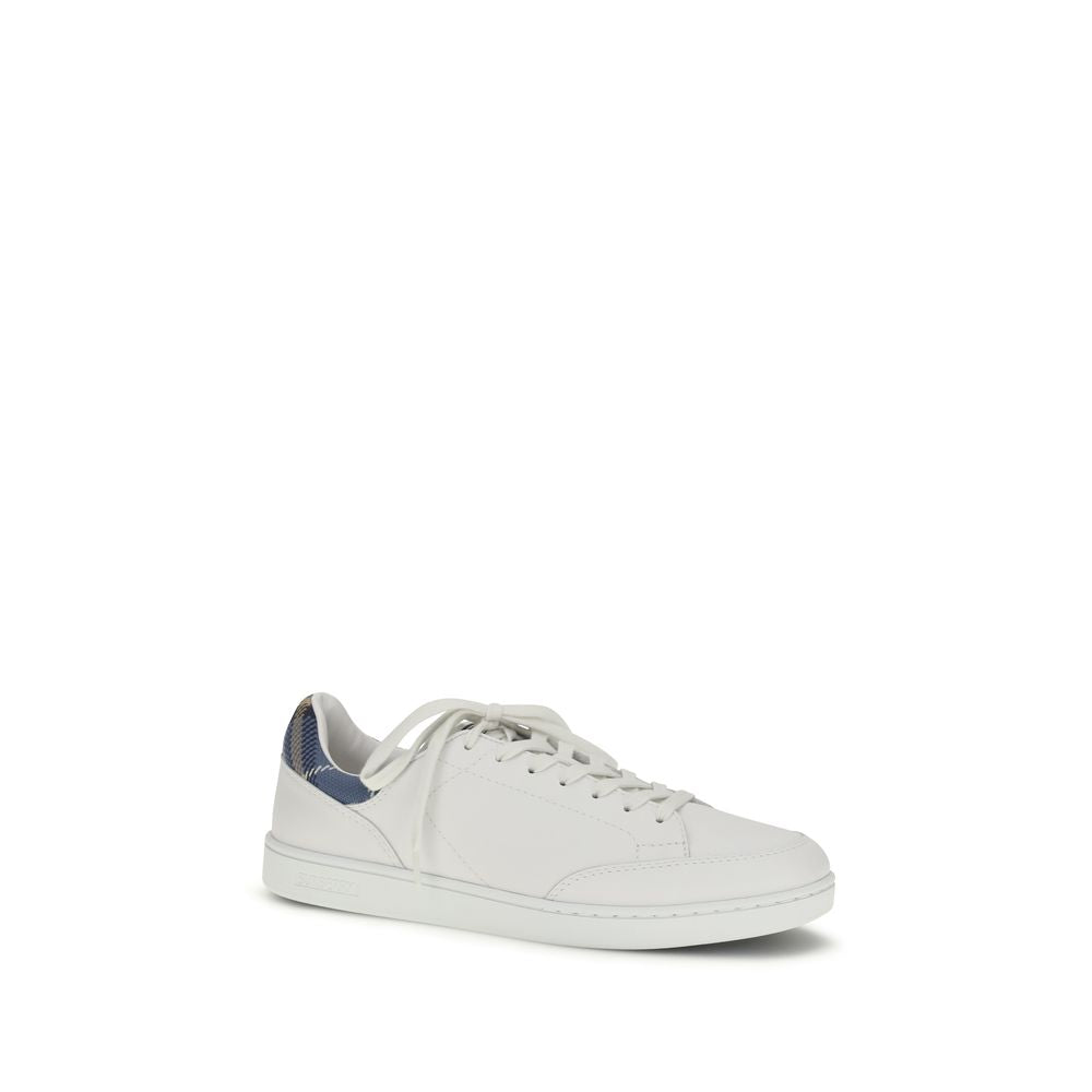 Burberry White Calf Leather Bos Taurus Low Top Sneakers | Regal Royce