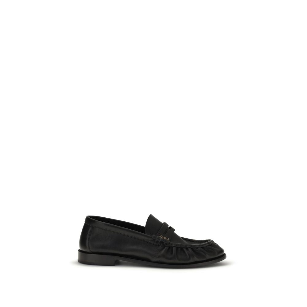 Saint Laurent Black Calf Leather Bos Taurus Slip-On Loafers | Regal Royce