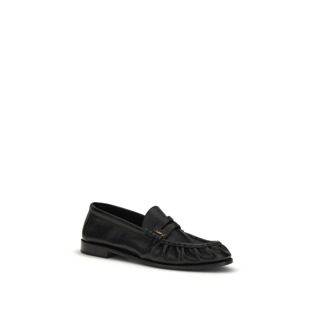 Saint Laurent Black Calf Leather Bos Taurus Slip-On Loafers | Regal Royce