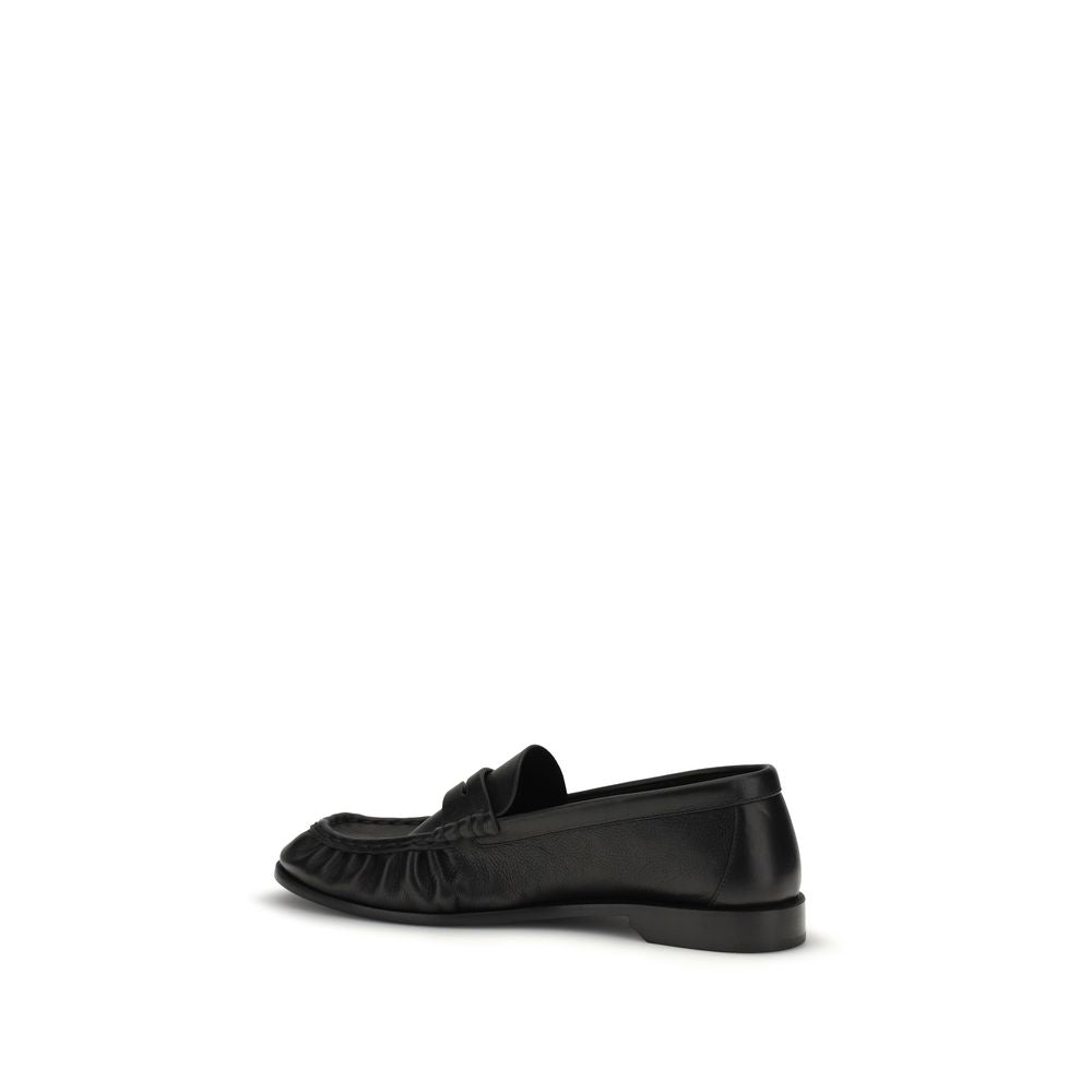 Saint Laurent Black Calf Leather Bos Taurus Slip-On Loafers | Regal Royce