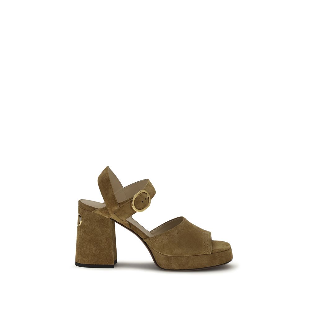 Valentino Garavani Beige Calf Leather Bos Taurus Platform Sandals | Regal Royce