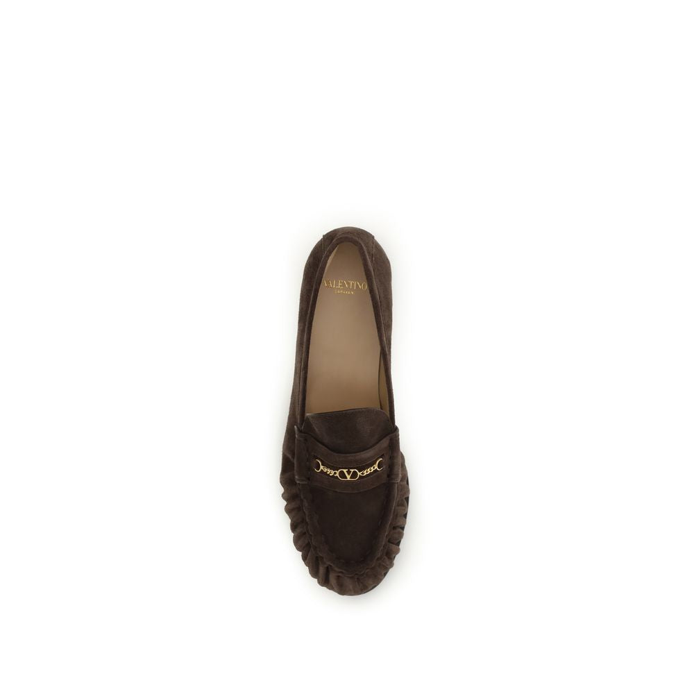 Valentino Garavani Brown Calf Leather Bos Taurus Slip-On Loafers | Regal Royce