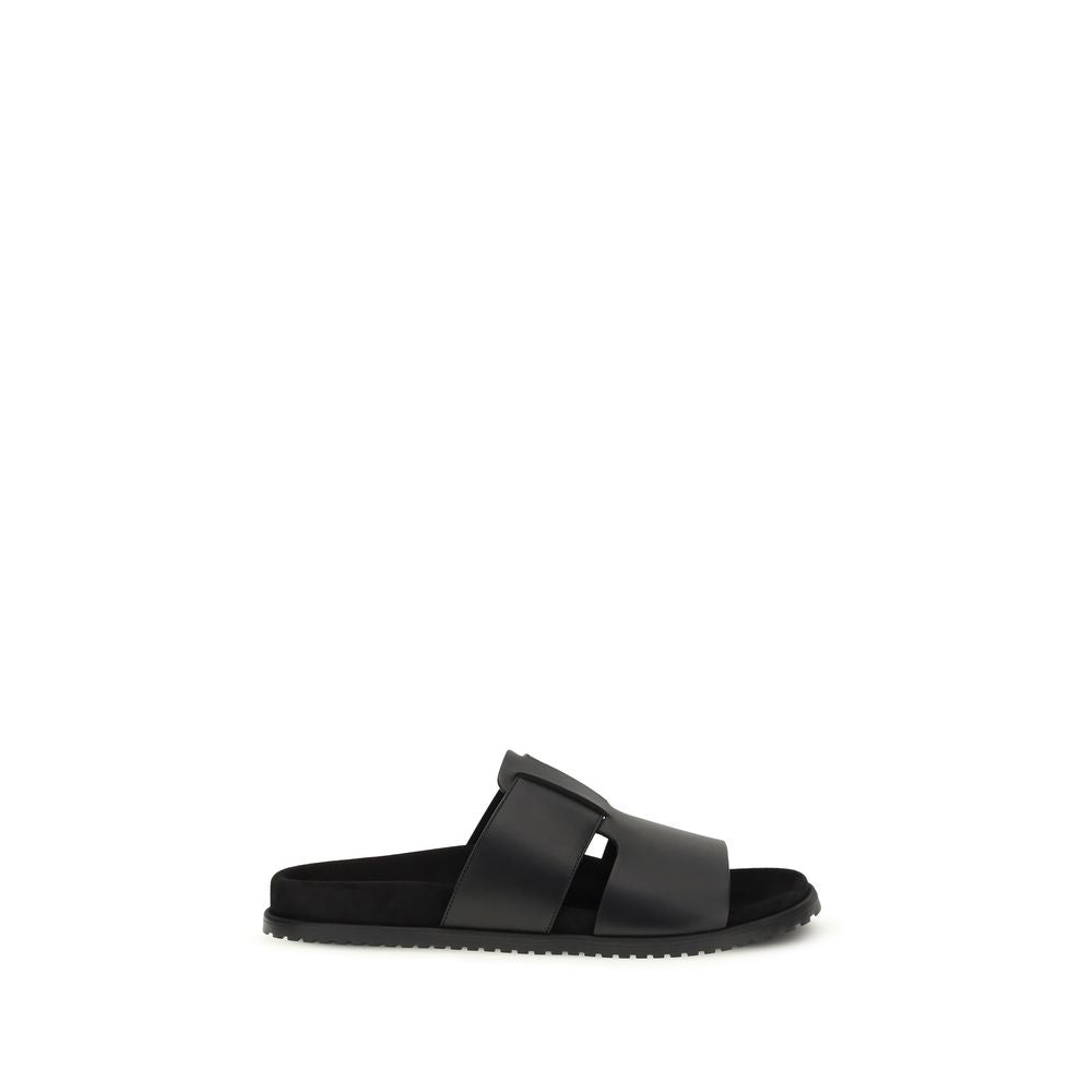 Dolce & Gabbana Black Calf Leather Bos Taurus Sandals | Regal Royce