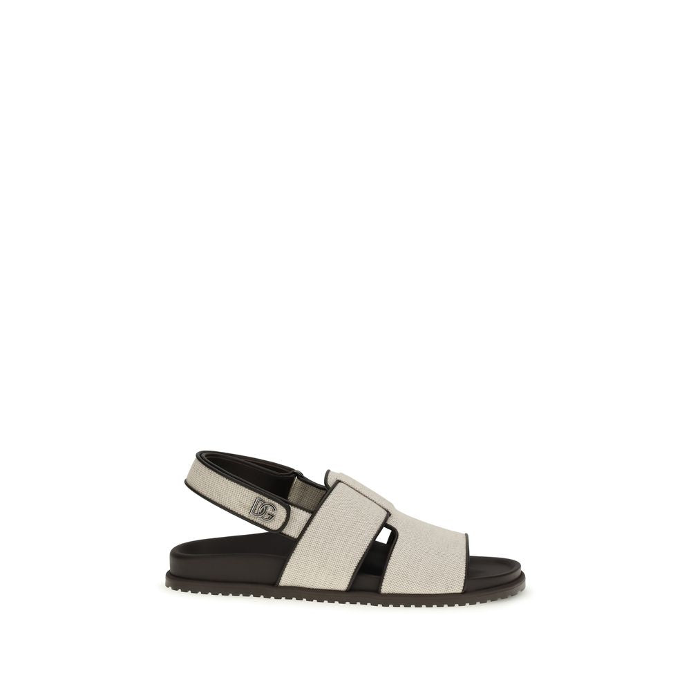 Dolce & Gabbana Beige Cotton Flat Sandals | Regal Royce