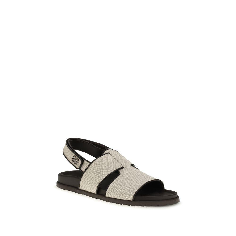 Dolce & Gabbana Beige Cotton Flat Sandals | Regal Royce